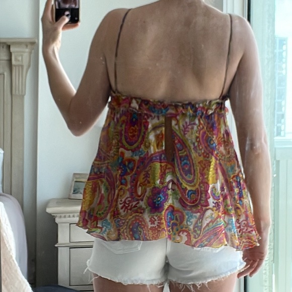 Dolce & Gabbana sz 44 paisley 100% silk tank with tie in the front - Picture 2 of 4